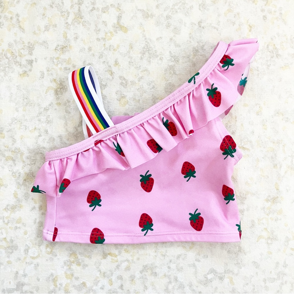 Top Only - Hanna Andersson 18-24 Mos 80 cm Asymmetrical Strawberry Swimsuit Top